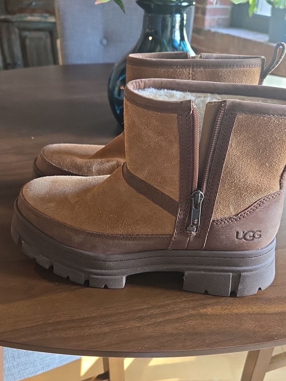 UGG Chestnut Brown Suede Side-Zip Ankle Boots